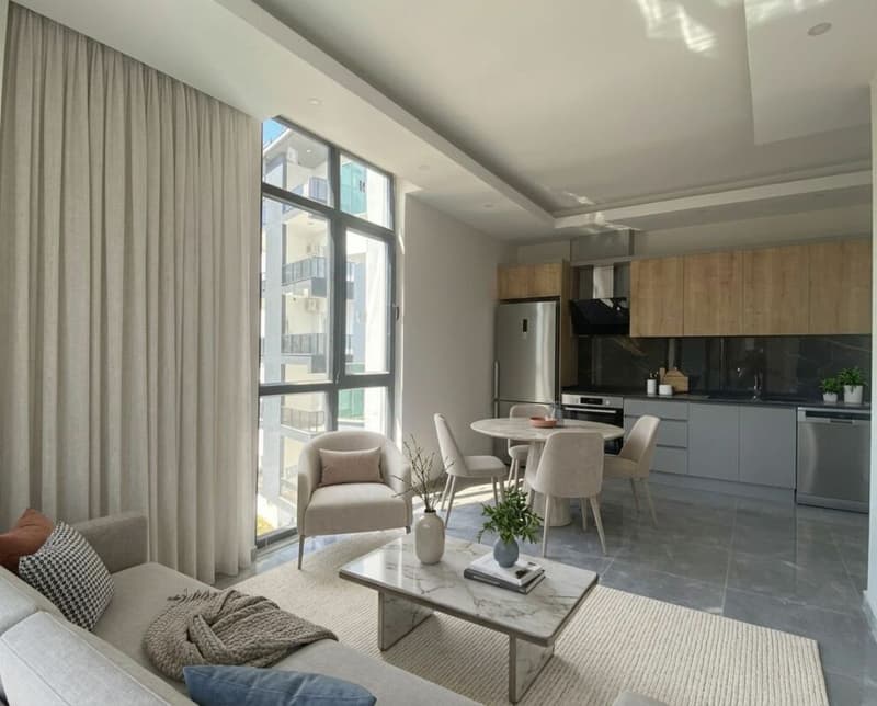 Bright, sunny 3-room apartment with a wide view to the sea in Alanya (6)