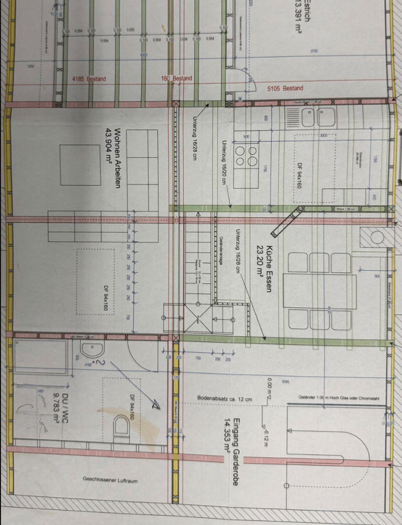 Layout including living room, kitchen, 3 bedrooms, 2 bathrooms, balcony, raised ground floor.