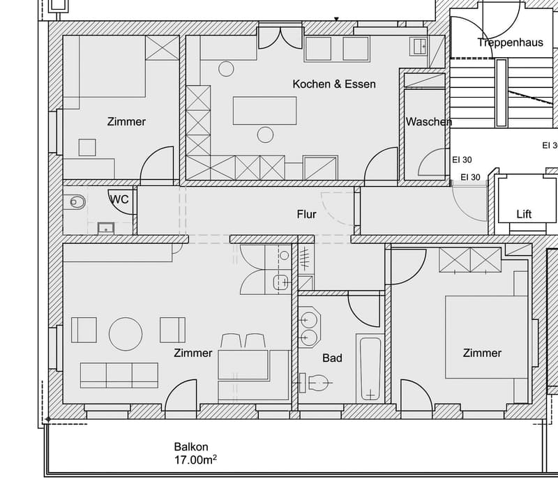 Sonnige 4.5-Zimmer-Wohnung | Balkon & Terrasse | Panoramablick | Haus-Sauna | auch als WG (20)