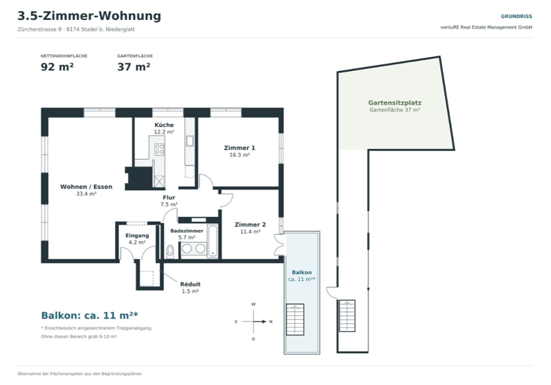 Grosszügige 3.5-Zimmer-Wohnung mit Cheminée, Garten und Balkon (15)