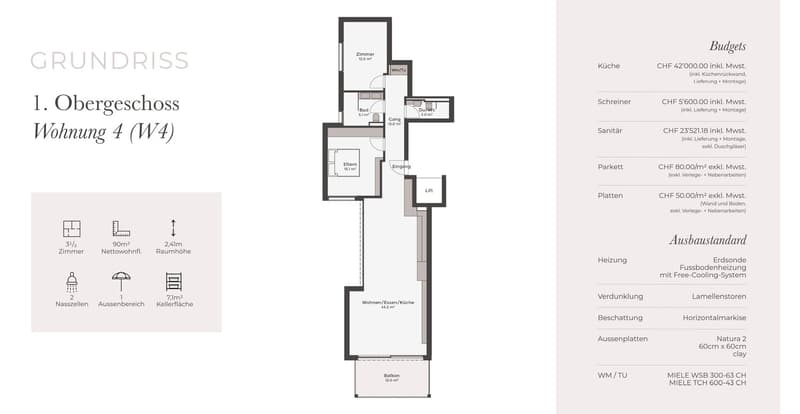 Stylische 3.5-Zimmer-Wohnung mit Balkon – Neubau in Allschwil (7)