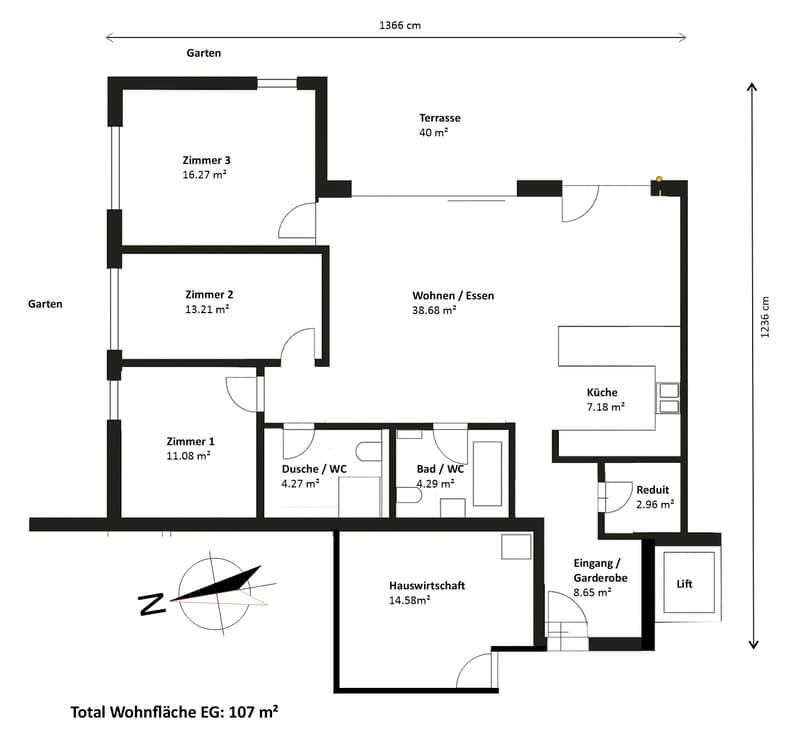 4 ½ Zimmer Wohnung mit grosser Terrasse/Garten und spektakulärer Aussicht! (15)