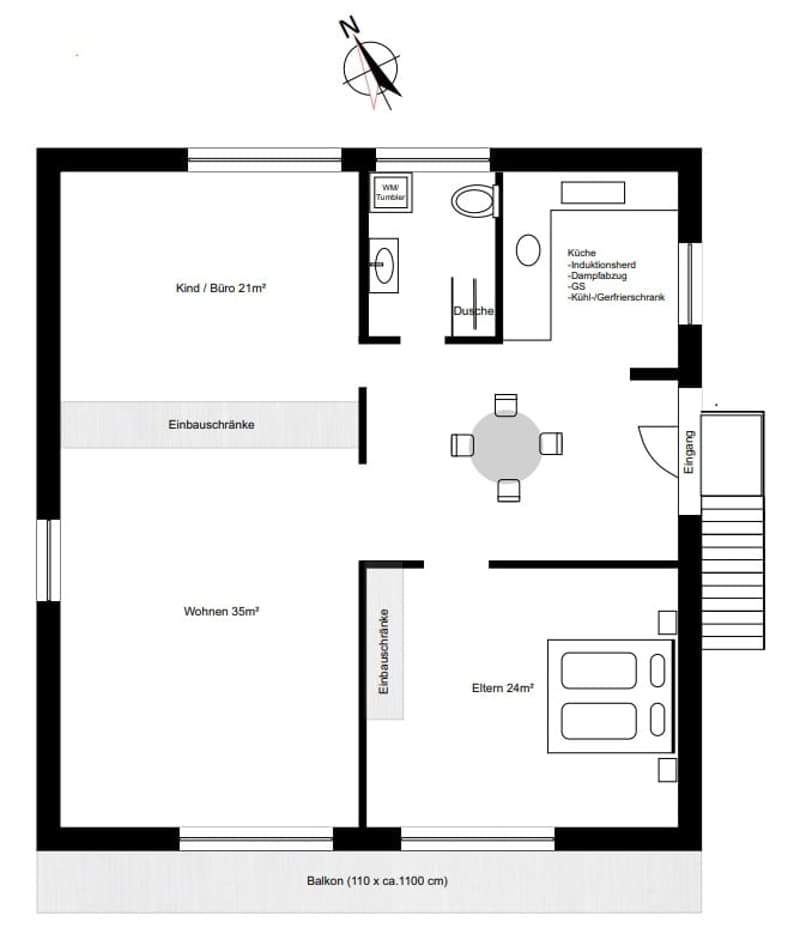 ruhige, 116m² 3.5 Zr. Wohnung inkl. Doppelgarage und Abstellplatz (18)