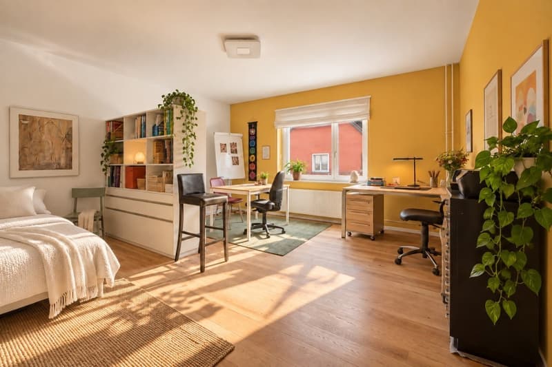 Arbeitszimmer mit Bett