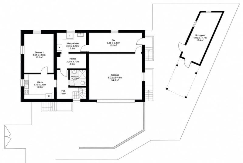 Grundriss EG und Schopf