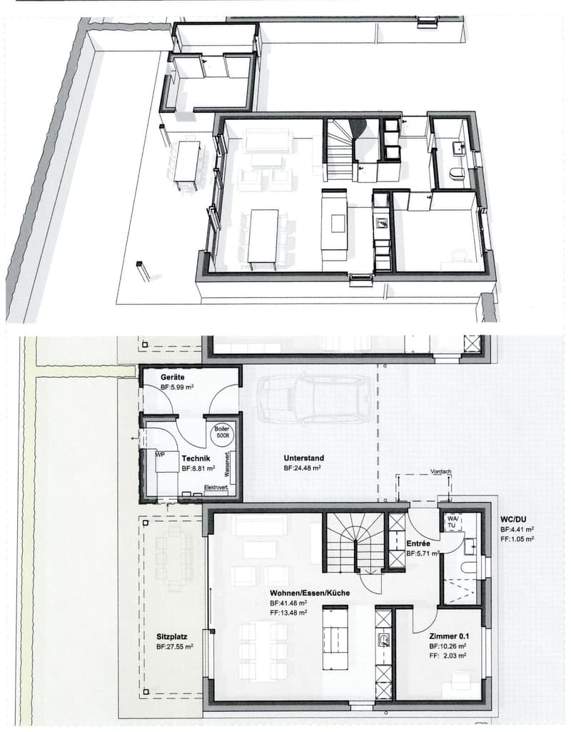 Entrance, living room, kitchen, 2 bedrooms, 2 bathrooms, balcony, boiler room, technical room, boiler room, boiler room