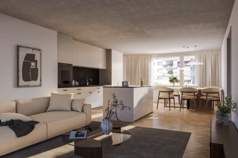 Küche + Wohnzimmer