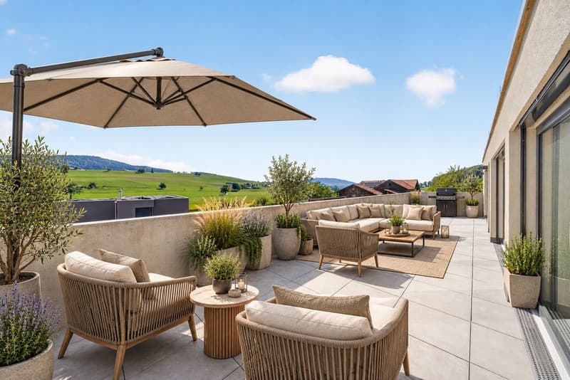 Appartement neuf de 4,5 pièces avec terrasses et vue sur les Préalpes (1)