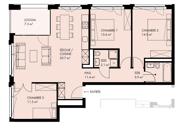 Appartement de 4.5 pièces au 1er étage, Nord-Ouest Quartier de lOrée à Crissier (1)