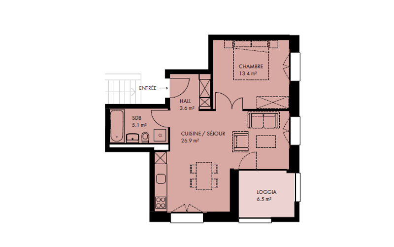 Appartement de 2.5 pièces au 4ème étage, Est - Quartier de l'Orée à Crissier (1)