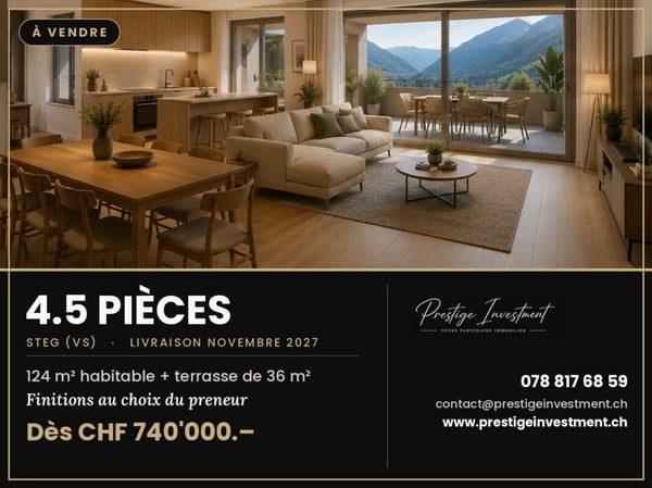 Appartement 4.5 pièces neuf · 124 m² + terrasse 36 m² · Steg (VS) 2