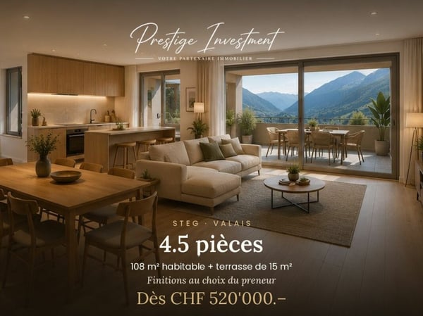 Appartement 4.5 pièces neuf · 124 m² + terrasse 36 m² · Steg (VS) 6