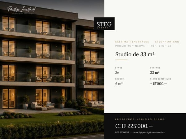 STEGref.272 - Studio neuf 21 m² au dernier étage, balcon, CHF 290'920.-- 1