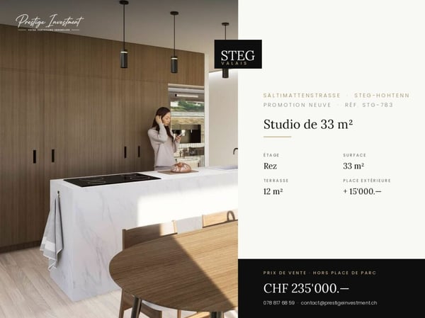 STEGref783 - Studio de plain-pied, terrasse, CHF 303'850.-- 1
