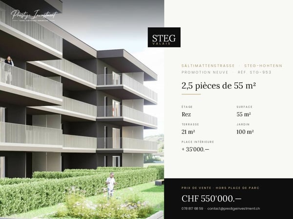 STEGref.953 - 3.5 pièces de 35 m², rez, CHF 350'000.-- 1
