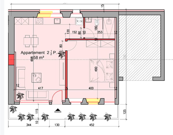 Vente sur plans - Magnifique 2,5 pièces entièrement rénové 1