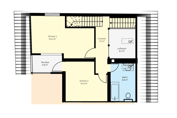 Dreigeschossige Maisonette mit Terrasse, Licht & Struktur 3