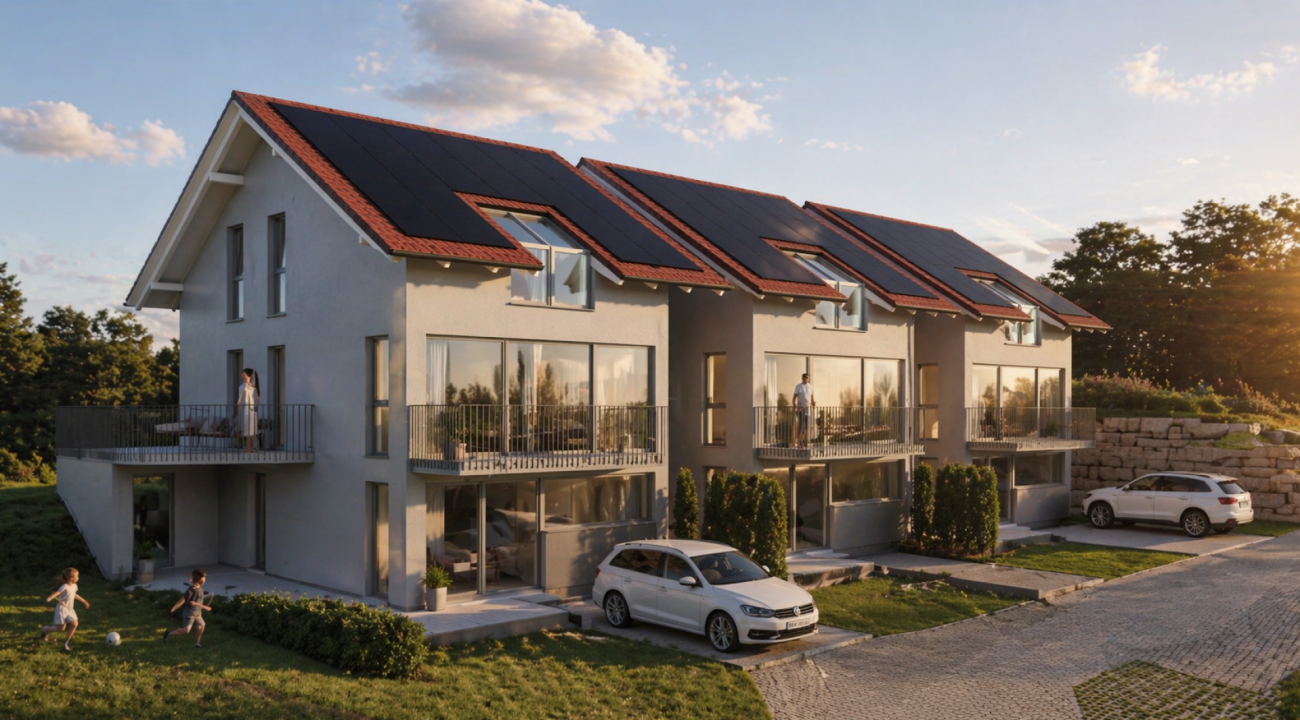 Neubau von drei modernen Upside Down Einfamilienhäuser in der Seelandgemeinde Jens