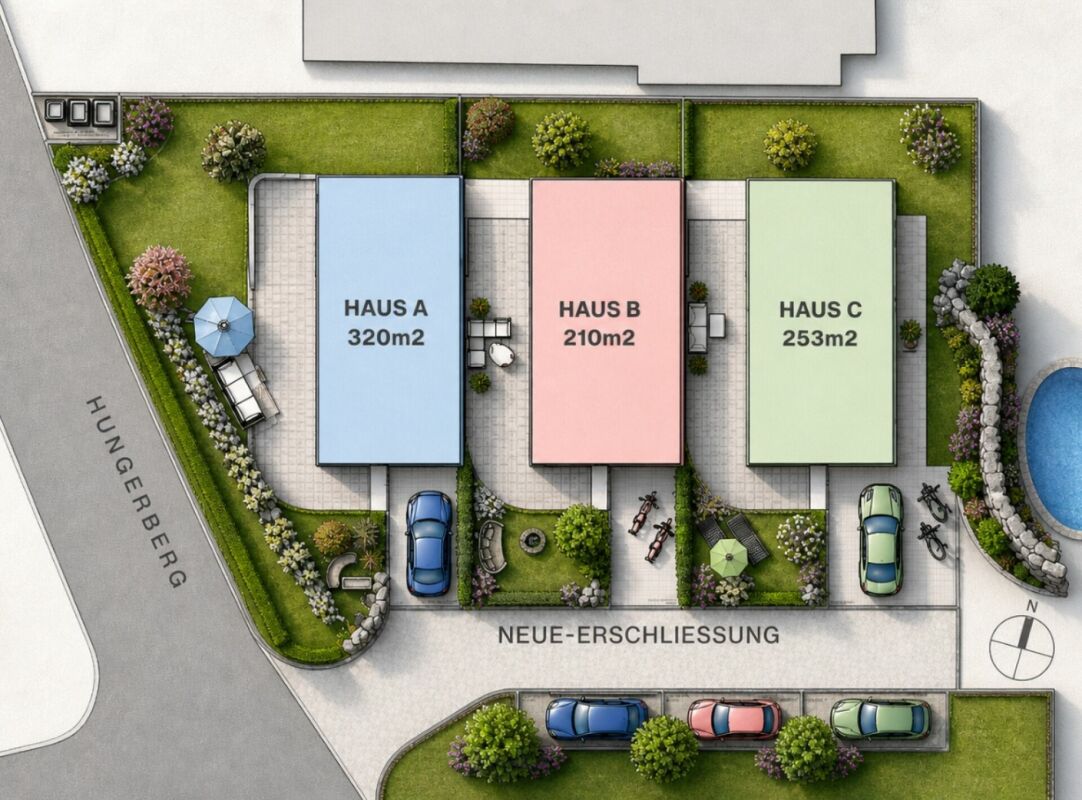 Neubau von drei modernen Upside Down Einfamilienhäuser in der Seelandgemeinde Jens