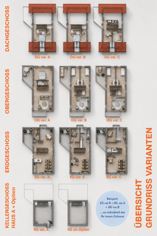 Neubau von drei modernen Upside Down Einfamilienhäuser in der Seelandgemeinde Jens