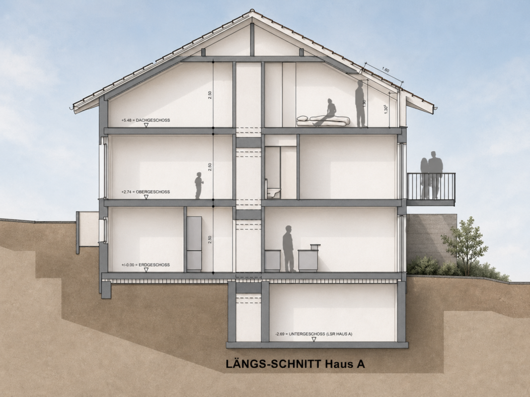 Neubau von drei modernen Upside Down Einfamilienhäuser in der Seelandgemeinde Jens