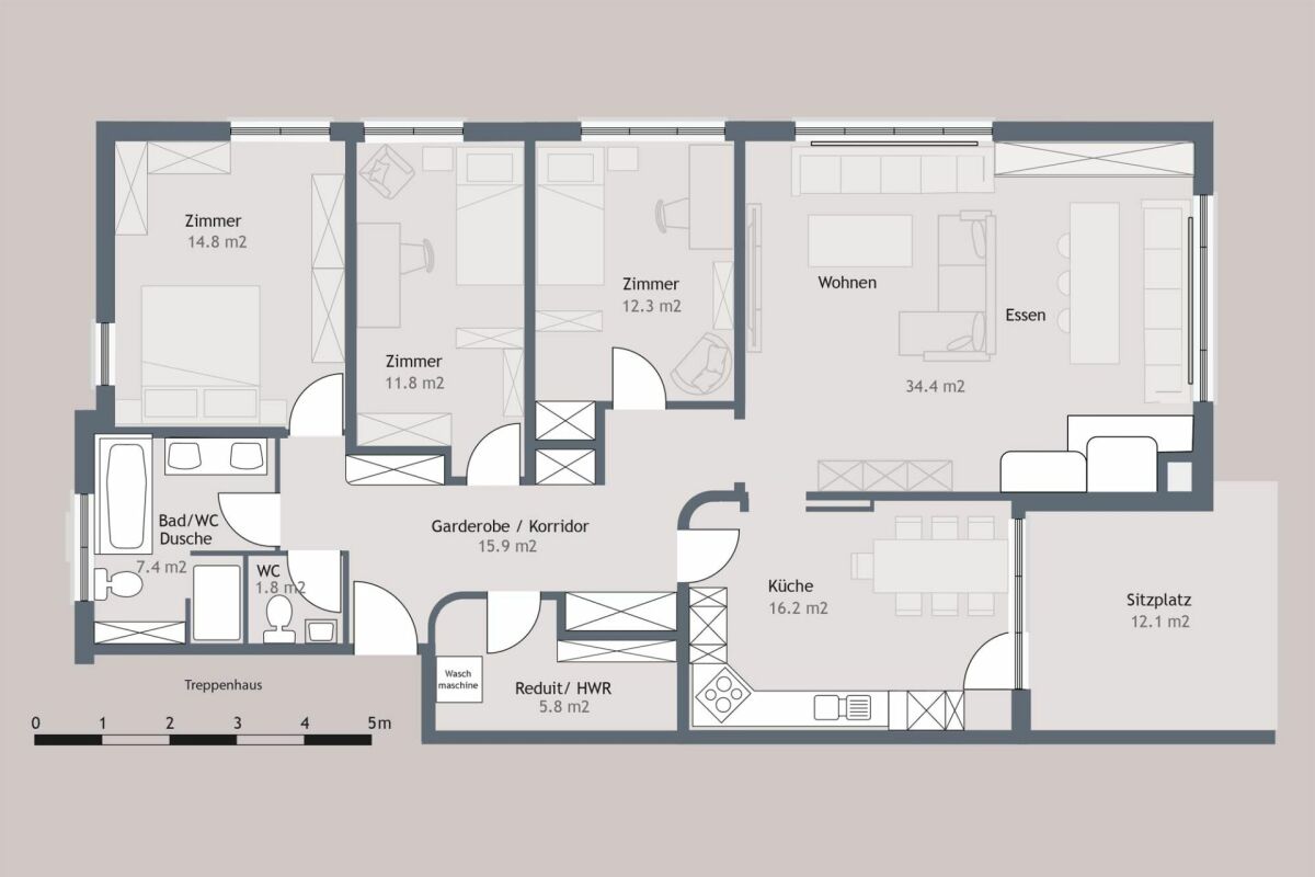Garden apartment with design potential in Niederuzwil
