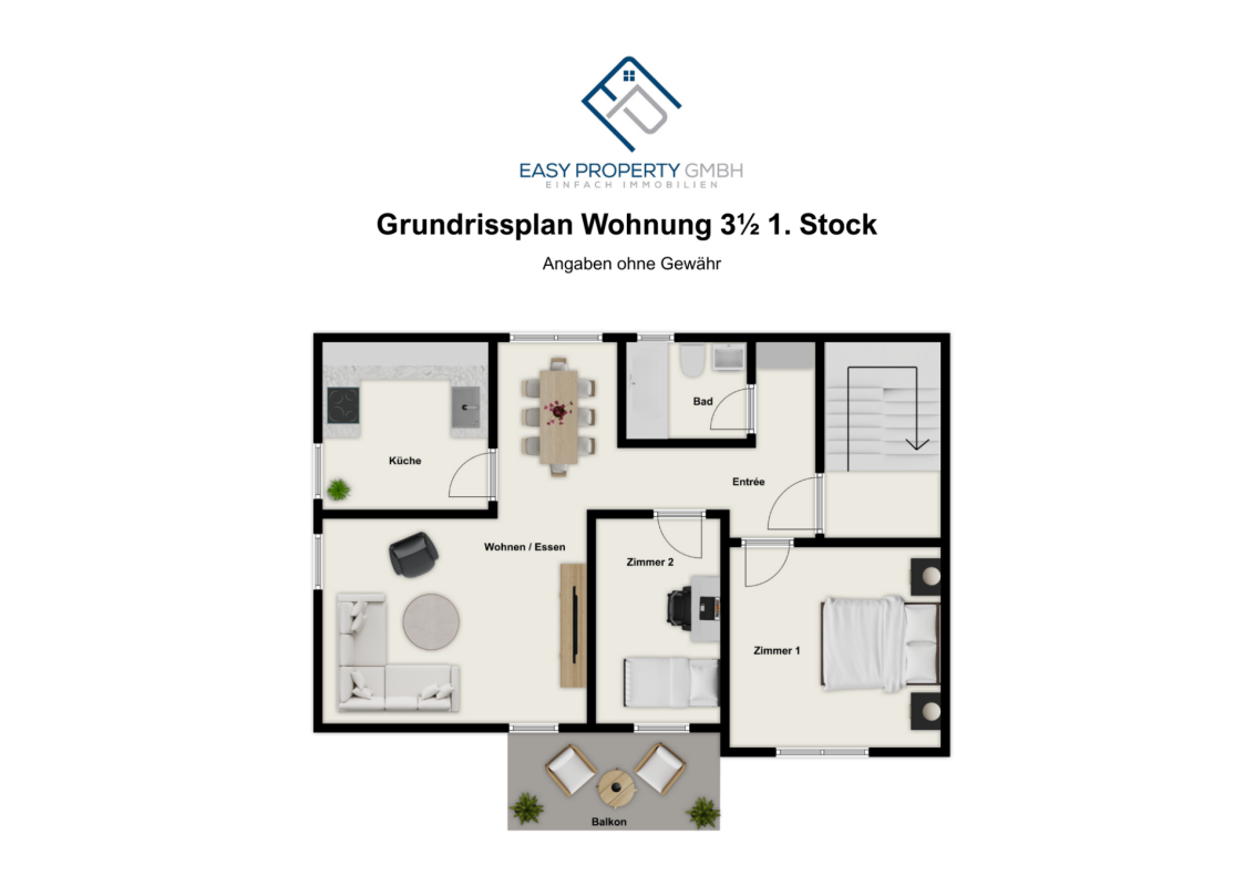 3 1/2 Zimmerwohnung, Hubel 77