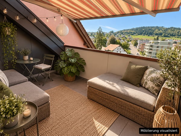 Renovierte 4.5-Zimmer-Dachwohnung mit Cheminée, Lift und Weitblick 11