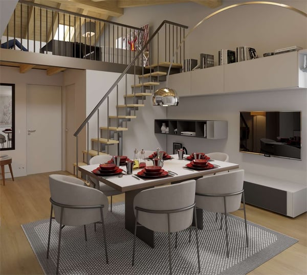 1.5 locali ristrutturato con soppalco mansardato nel cuore di Taverne 1