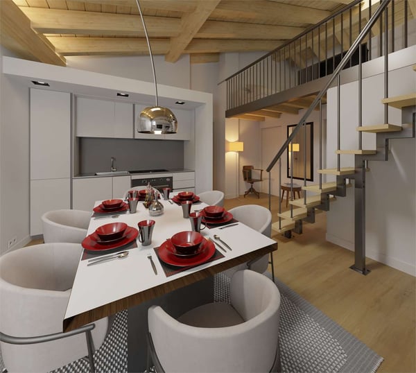 1.5 locali ristrutturato con soppalco mansardato nel cuore di Taverne 2