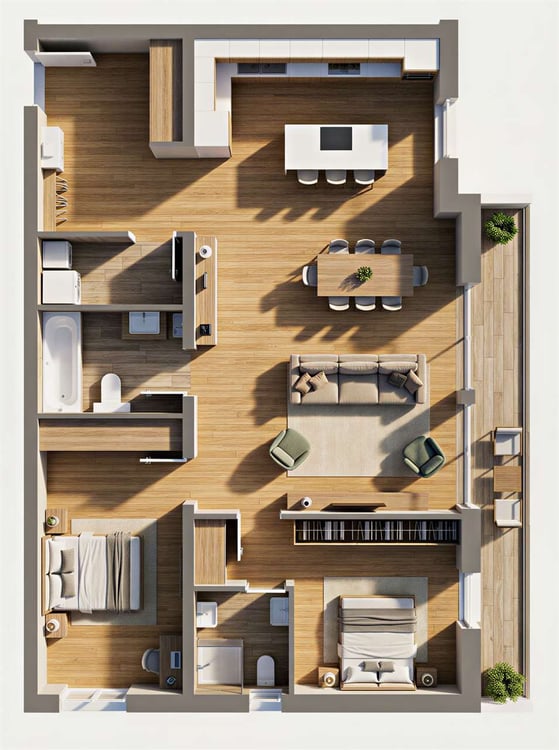 Elegante 3.5 locali moderno con ampio terrazzo e doppi posteggi 1