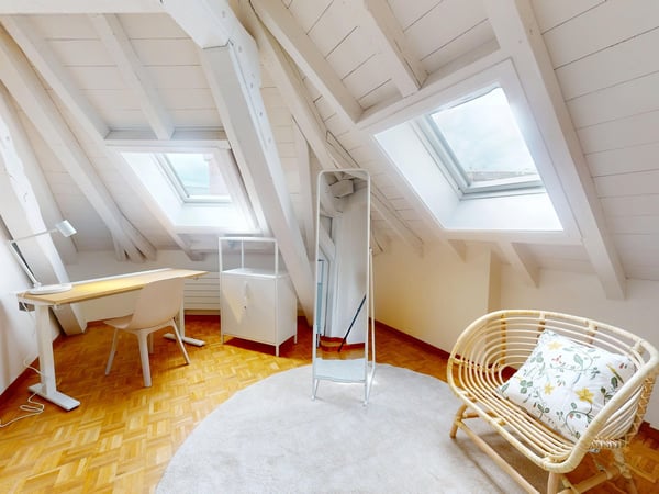Charmant appartement meublé 1 chambre sous les toits avec poutres apparentes – Servette, Genève 5