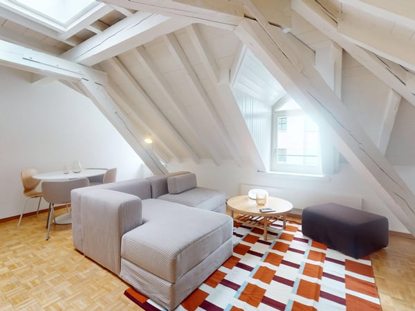 Charmant appartement meublé 1 chambre sous les toits avec poutres apparentes – Servette, Genève 1