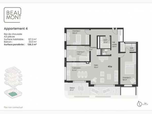 Dernier appartement neuf 4.5 pièces au rez 6