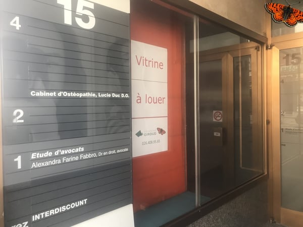 Vitrine au centre de la Grand-Rue à Payerne 2