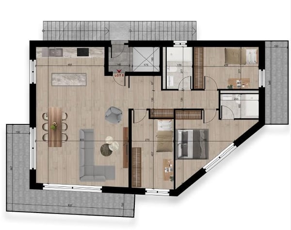 Projet neuf : Lot 3 ? 4.5 pièces de standing avec 2 balcons 12