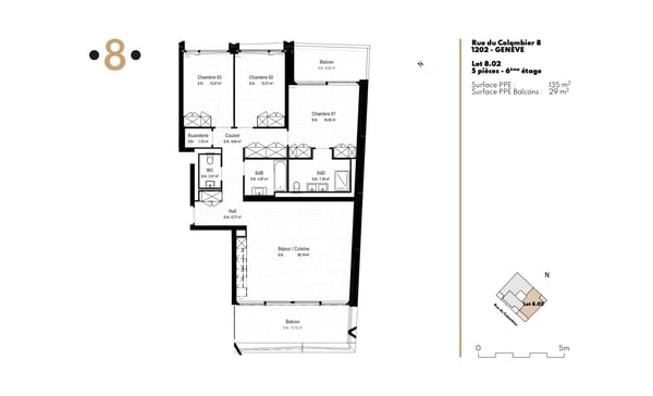 Colombier 8 | Appartement neuf en pignon avec loggias 5