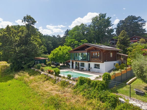 Splendide vue lac, chalet avec piscine