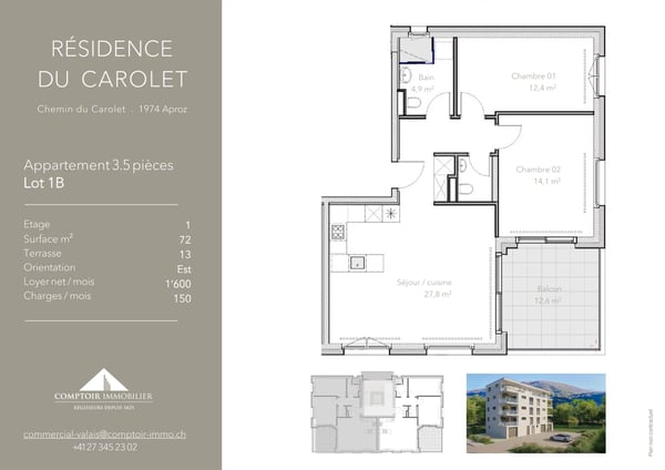 Dernier 1.5 pièces avec terrasse de 13 m² dans petit immeuble neuf à Aproz 6