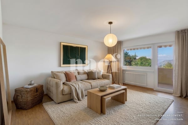 Exclusif ! Spacieux appartement de 3.5 pièces avec balcon et vue dégagée sur le lac à vendre à Chernex / Montreux