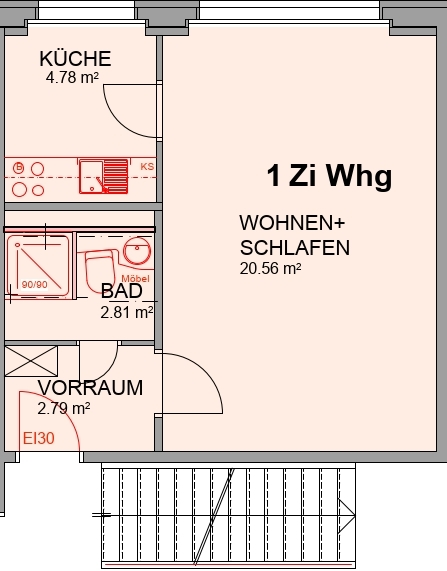 Helle 1 Zimmerwohung an zentraler Lage 5
