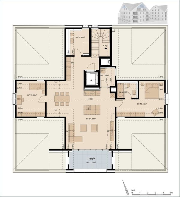 Einzigartige 1.5 Zimmer-Dachwohnung mit herrlicher Aussicht 4