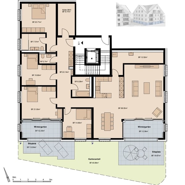 Grosszügig & naturnah: 1.5 Zimmer-Wohntraum 2