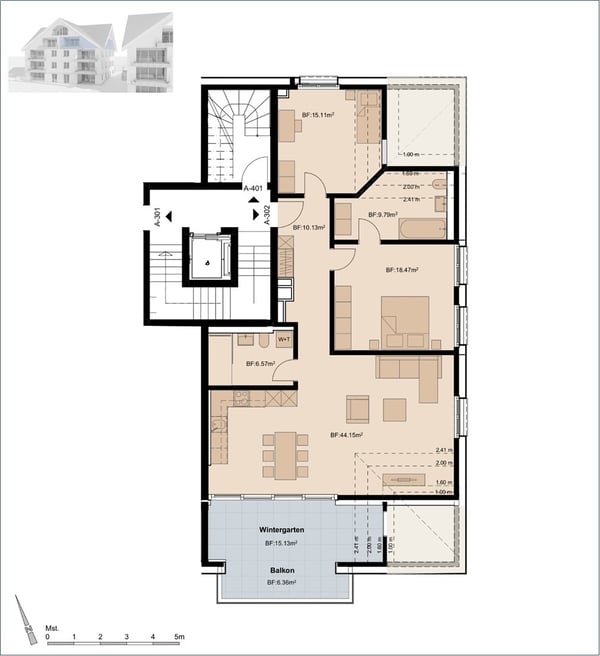 2.5 Zimmerwohnung mit Dachwohnung Feeling! 5