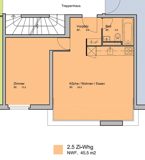 Bright, quiet, modern 1.5room apartment, 4th floor, Novartis 2