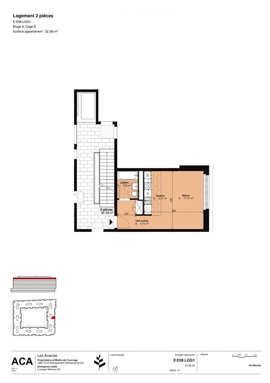 Studio 8ème étage, immeuble neuf, Les Acacias 4
