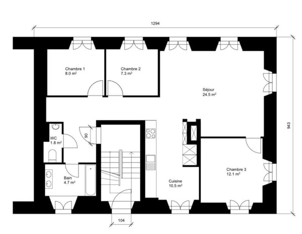 Bel appartement fonctionnel de 85m2 au Locle, dès le 1.07.26 4