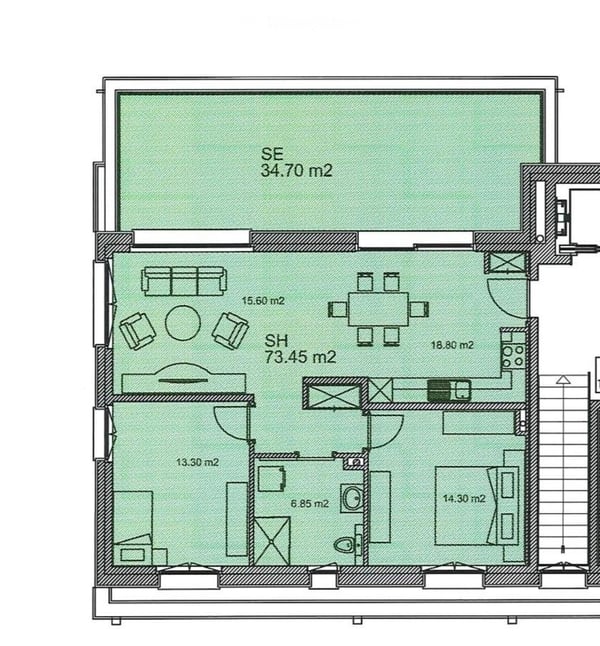 Dernier attique neuf 107 m2, calme, LEB et commerces à 2 pas 4