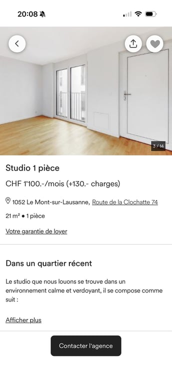 Studio mont sur le Lausanne 3