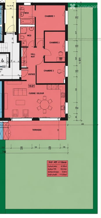 Apparemment de 4.5 pièces avec jardin privatif 5